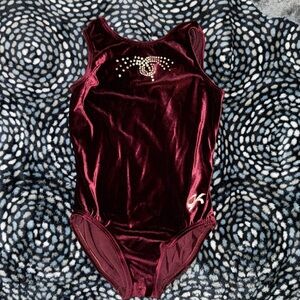 burgundy velvet GK leotard